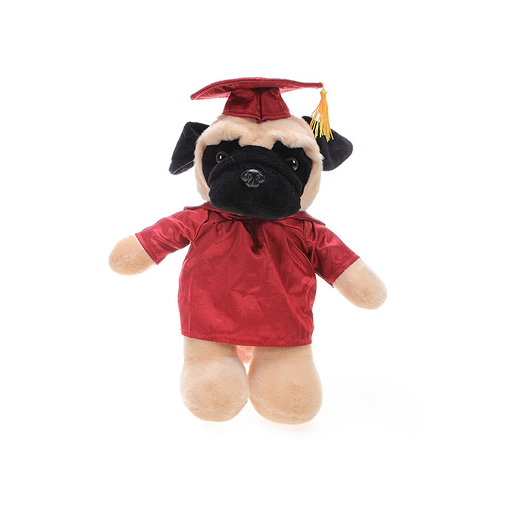 Graduation Stuffed Animal Pug 12"