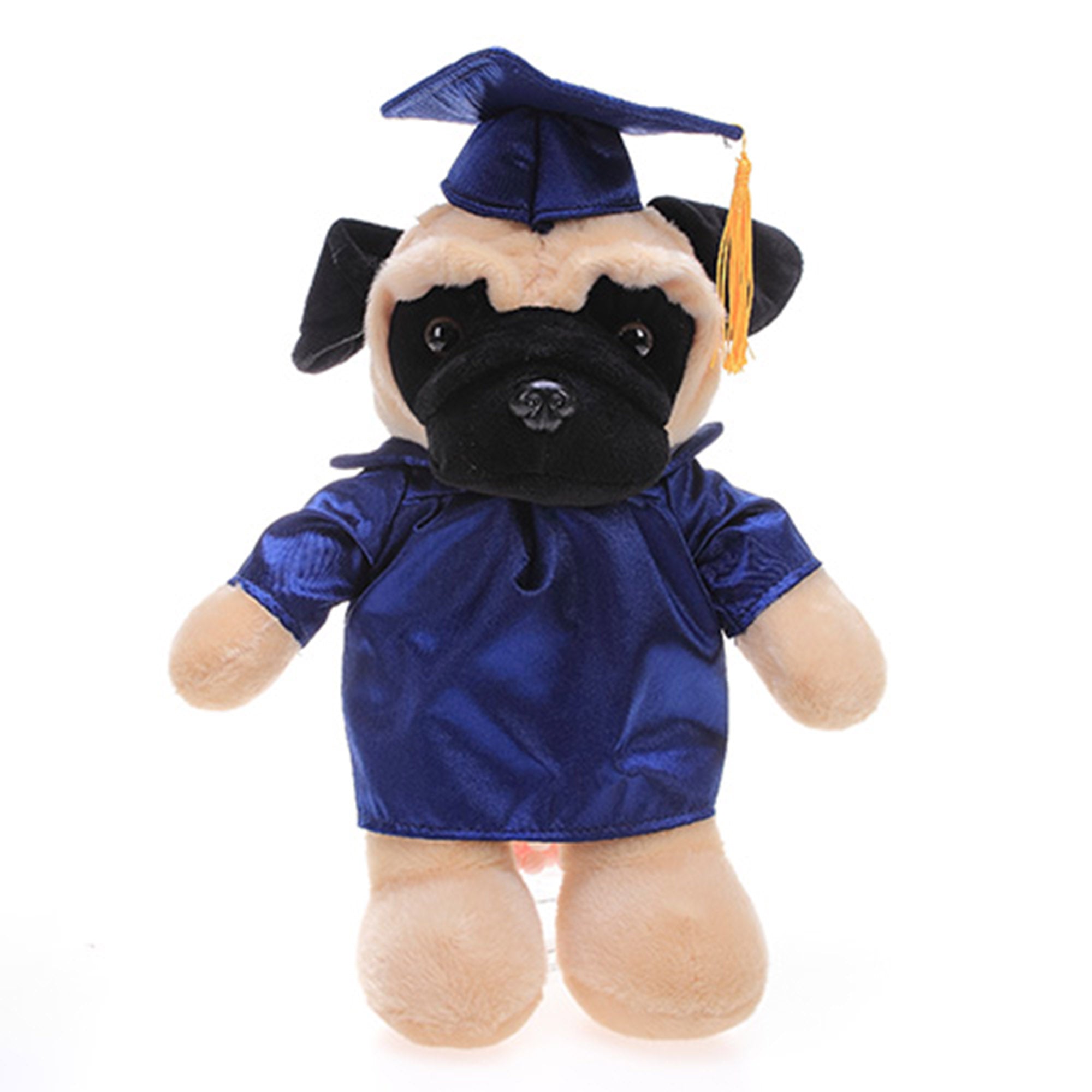 12" Graduation Pug Plush Stuffed Animal Toys with Cap and Personalized Gown