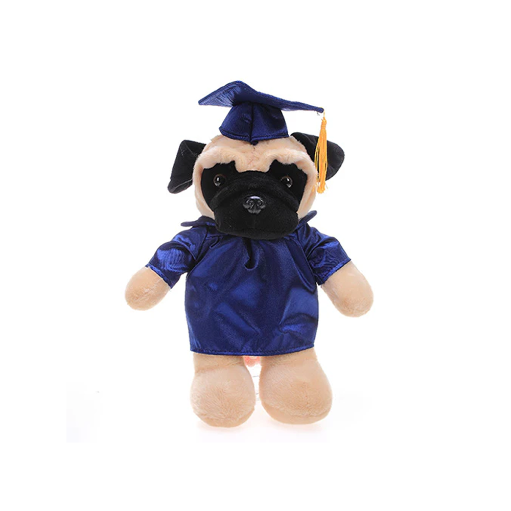 Graduation Stuffed Animal Pug 12"