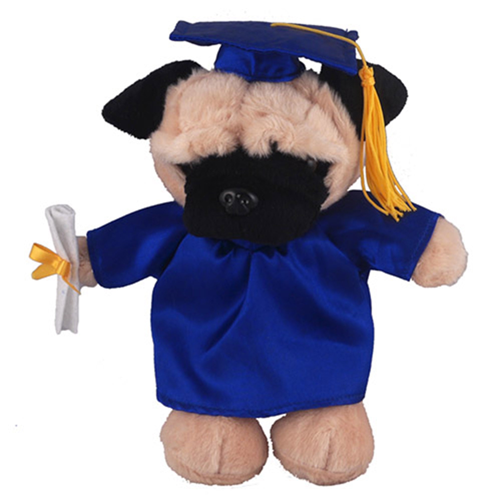 12" Graduation Pug Plush Stuffed Animal Toys with Cap and Personalized Gown