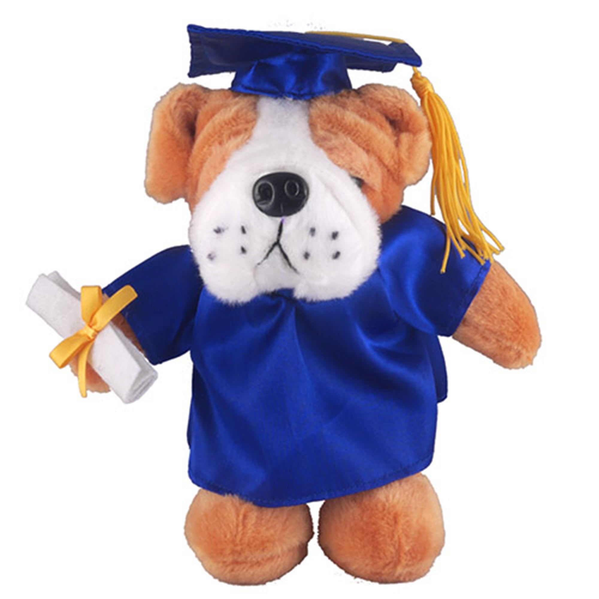 12" Graduation Bulldog Plush Stuffed Animal Toys with Cap and Personalized Gown