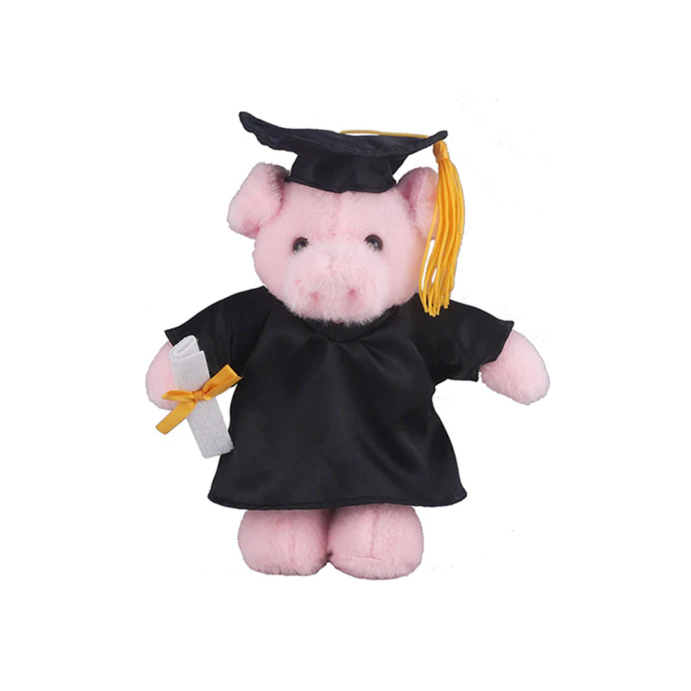 Graduation Stuffed Animal Pig 12"