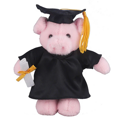 Graduation Pig in Custom Gown 12" - graduation plush from Plushland