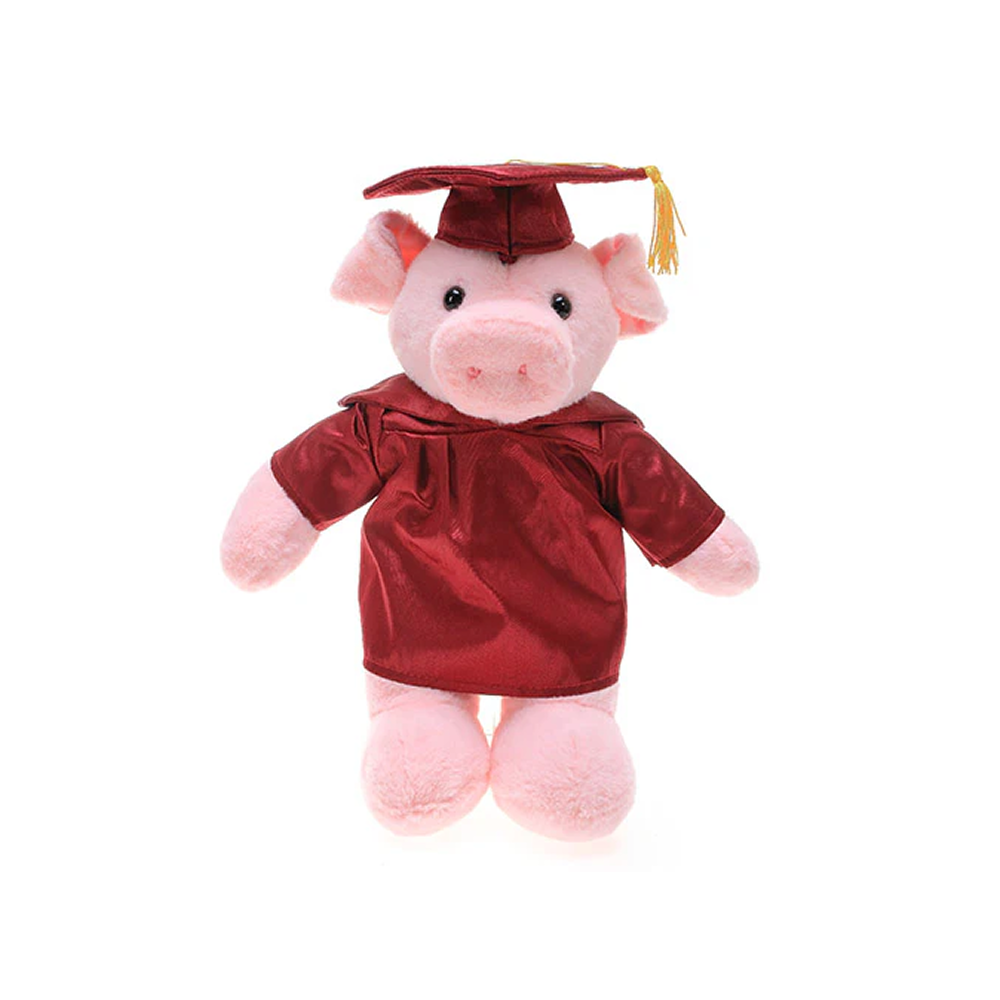 Graduation Stuffed Animal Pig 12"