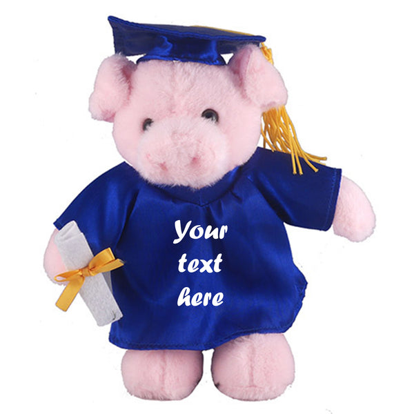 12" Graduation Pig Plush Stuffed Animal Toys with Cap and Personalized Gown