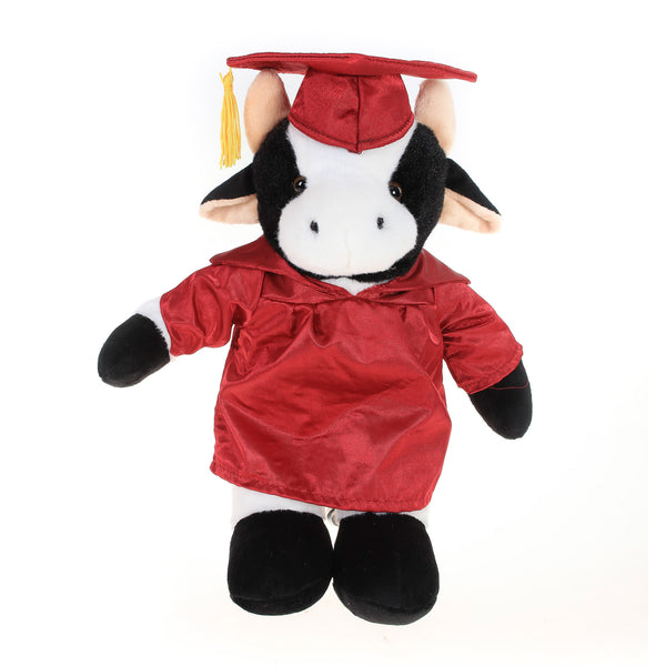 12" Graduation Cow Plush Stuffed Animal Toys with Cap and Personalized Gown