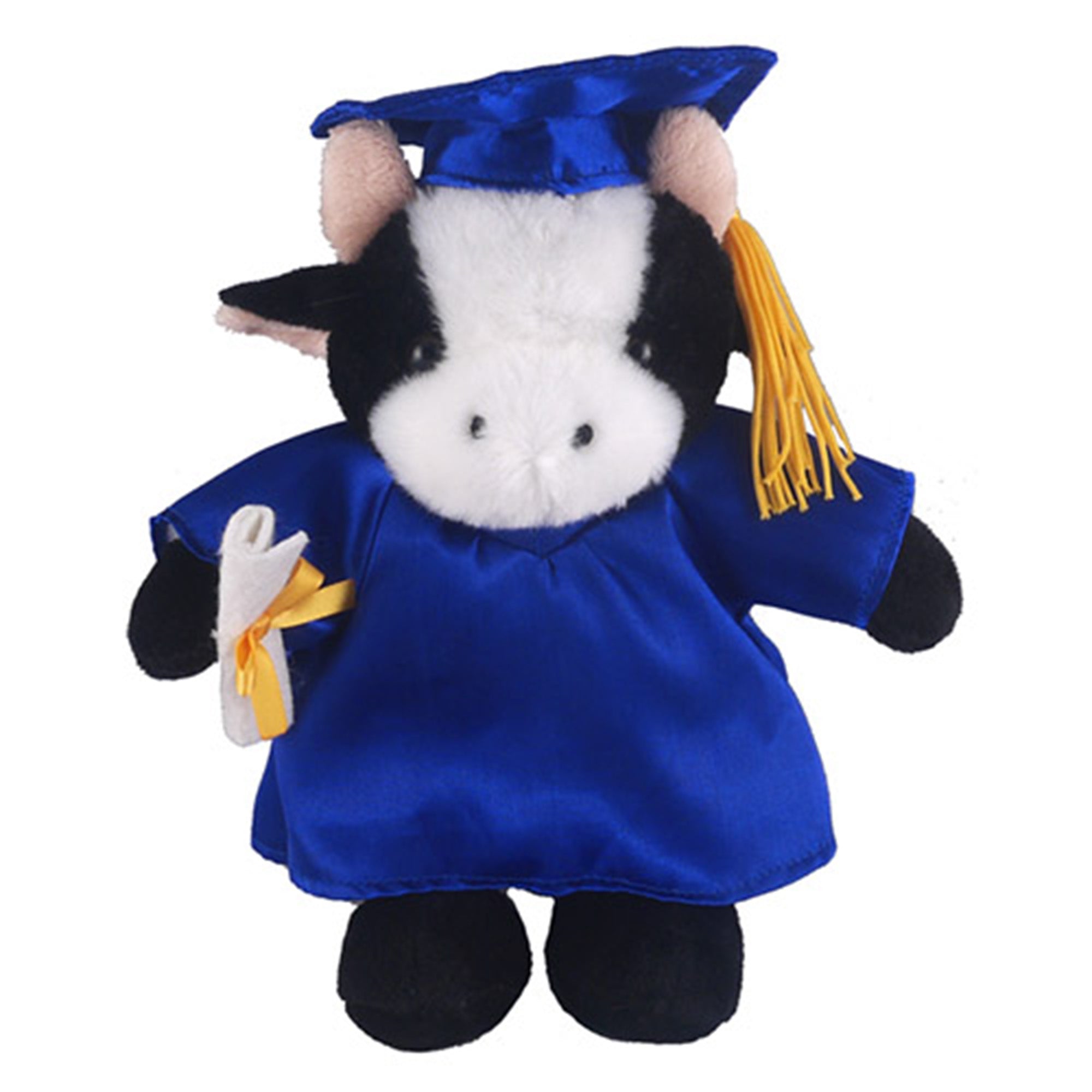 12" Graduation Cow Plush Stuffed Animal Toys with Cap and Personalized Gown