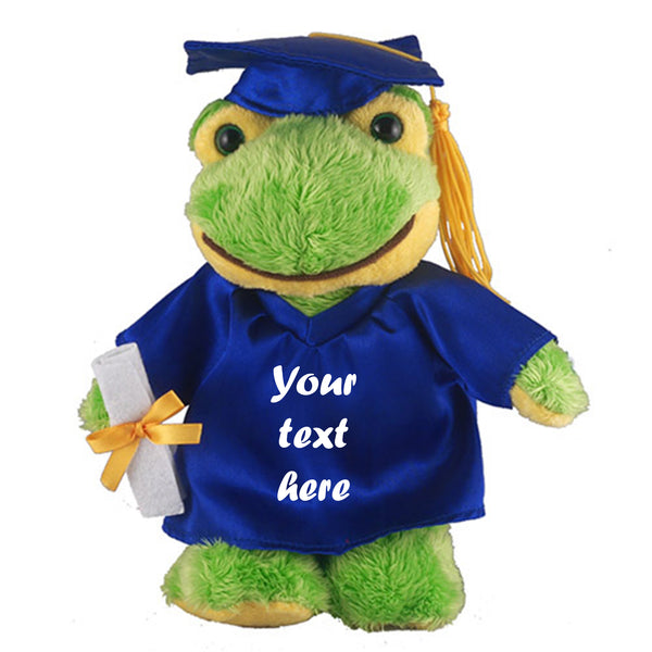 12" Graduation Frog Plush Stuffed Animal Toys with Cap and Personalized Gown