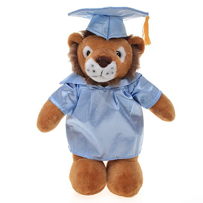 Graduation Lion in Custom Gown 12" - graduation plush from Plushland