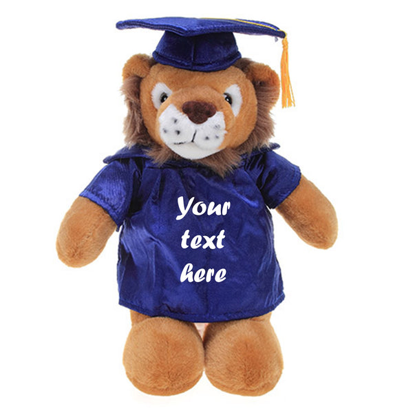 12" Graduation Lion Plush Stuffed Animal Toys with Cap and Personalized Gown