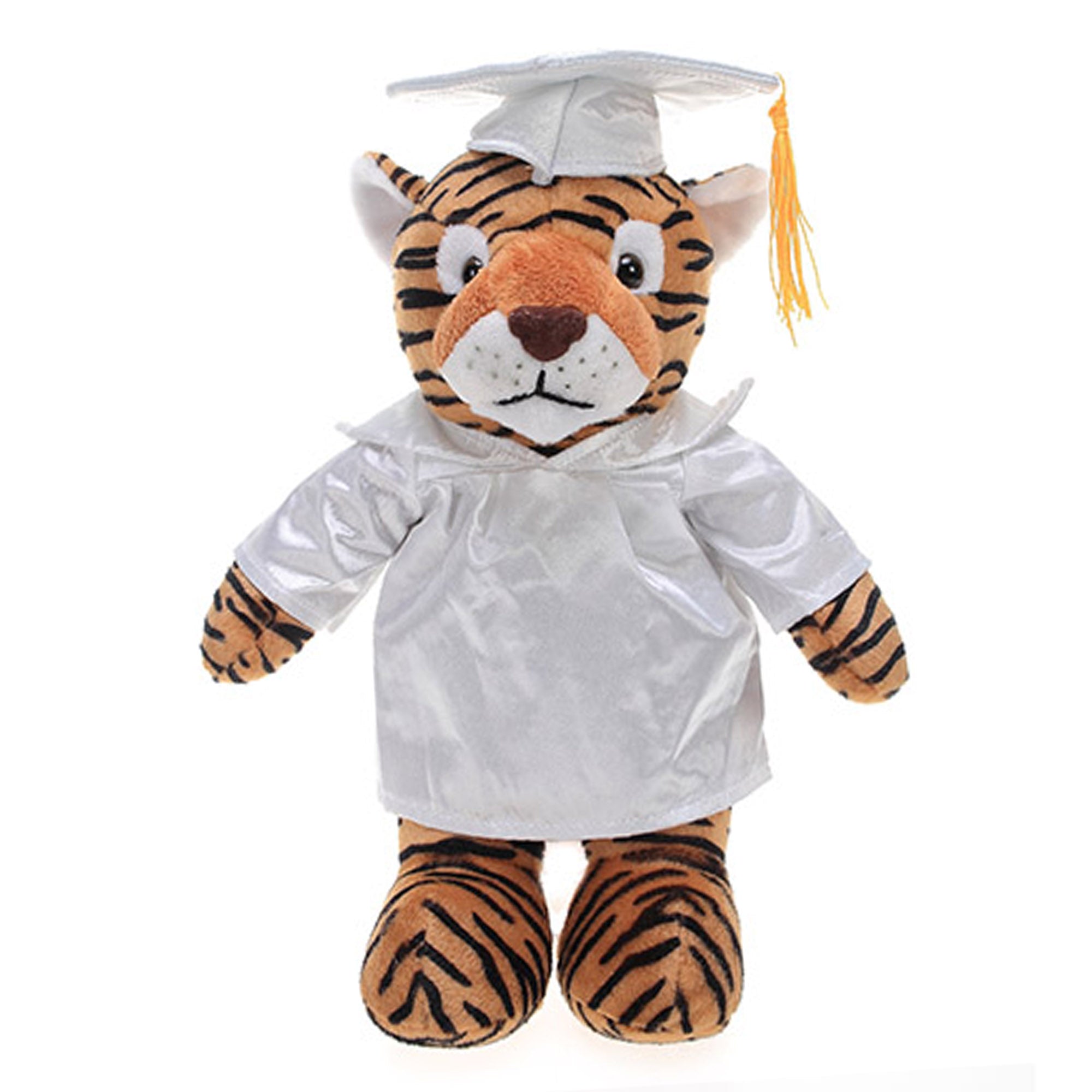 12" Graduation Tiger Plush Stuffed Animal Toys with Cap and Personalized Gown