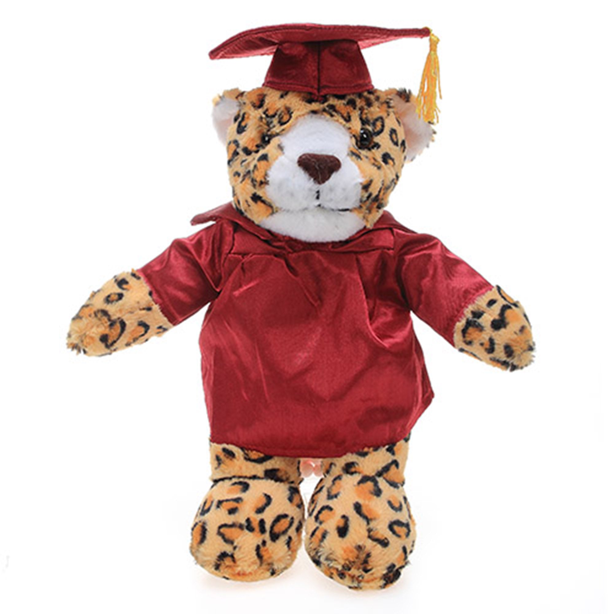 12" Graduation Leopard Plush Stuffed Animal Toys with Cap and Personalized Gown