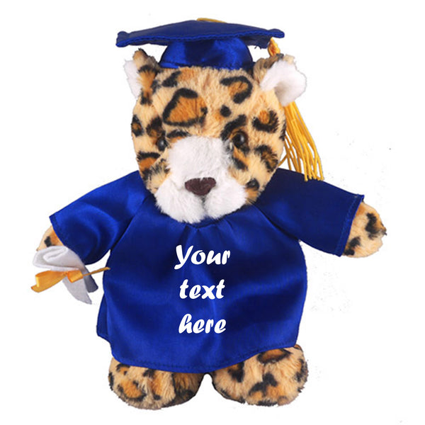 12" Graduation Leopard Plush Stuffed Animal Toys with Cap and Personalized Gown