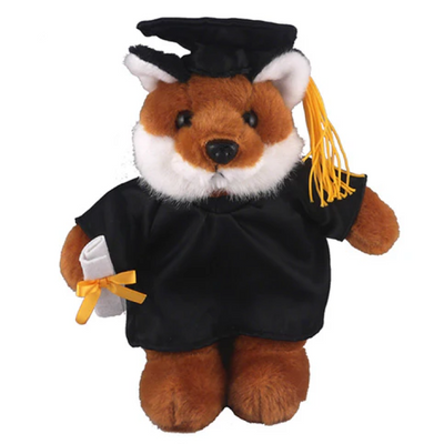 Graduation Fox in Custom Gown 12" - graduation plush from Plushland