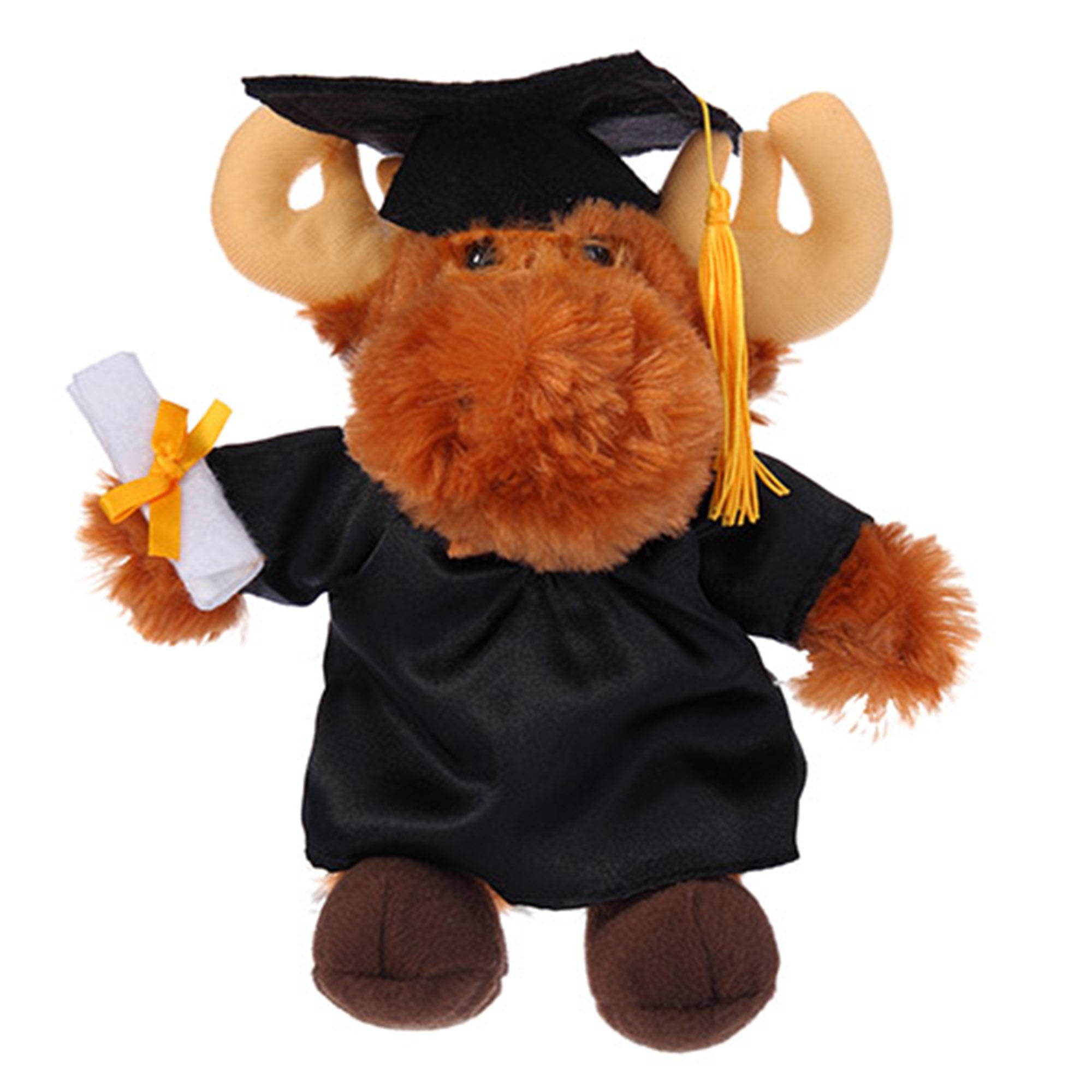 12" Graduation Moose Plush Stuffed Animal Toys with Cap and Personalized Gown