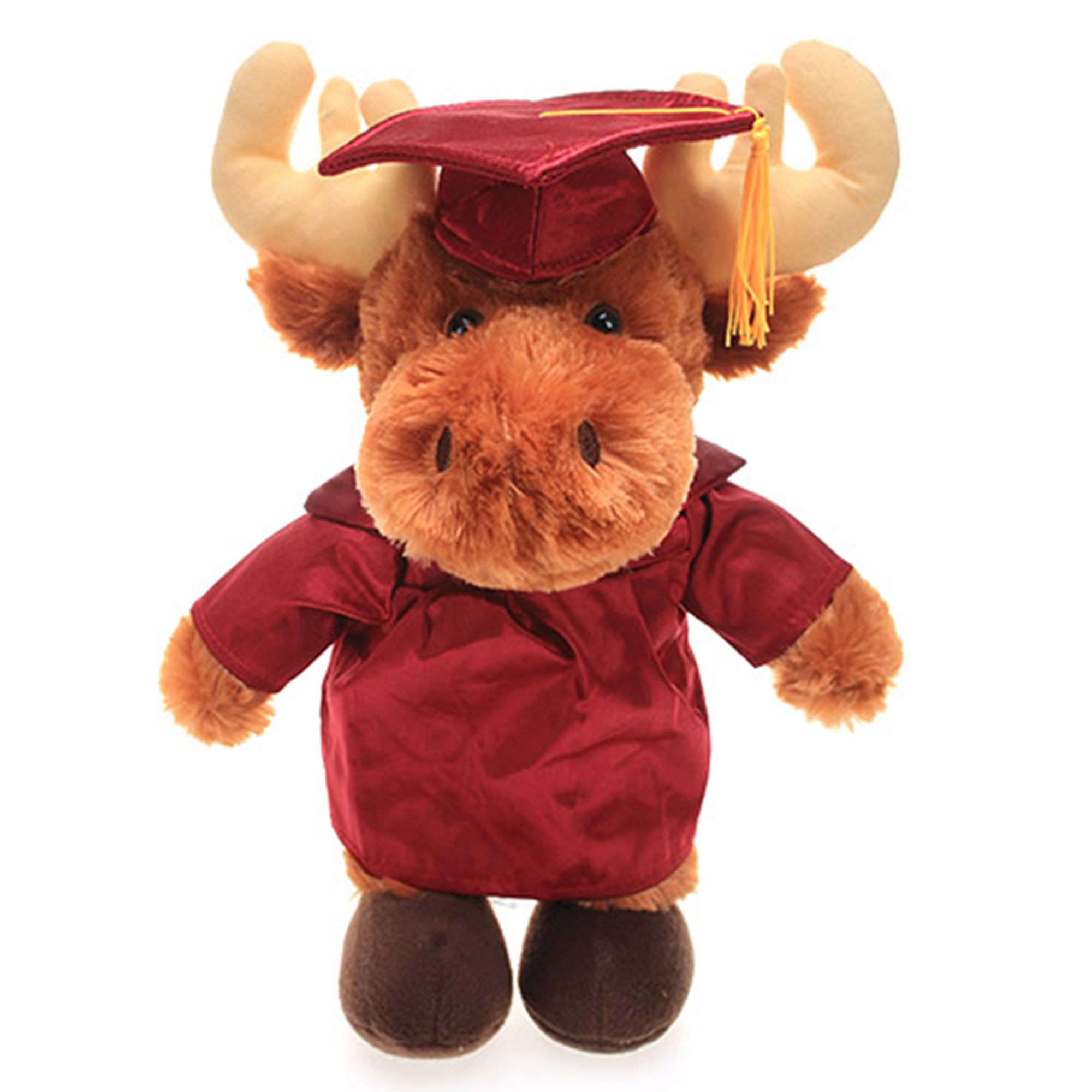 12" Graduation Moose Plush Stuffed Animal Toys with Cap and Personalized Gown