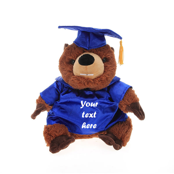 12'' Graduation Beaver Plush Stuffed Animal Toys with Cap and Personalized Gown