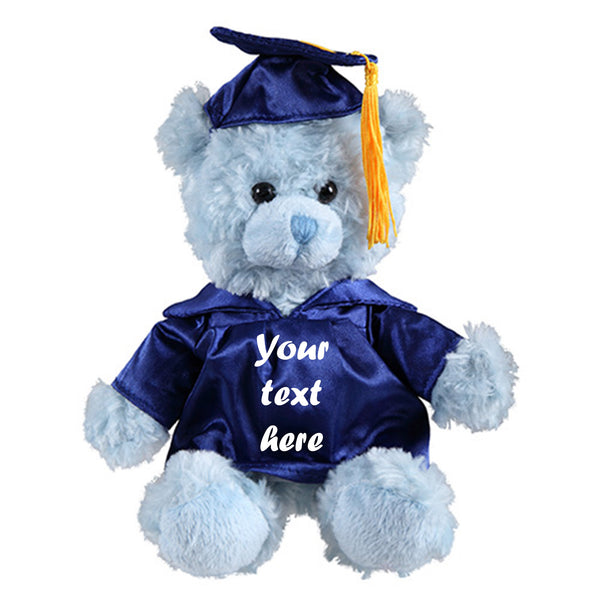 6" Graduation Blue Teddy Bear Plush Stuffed Animal Toys with Cap and Personalized Gown