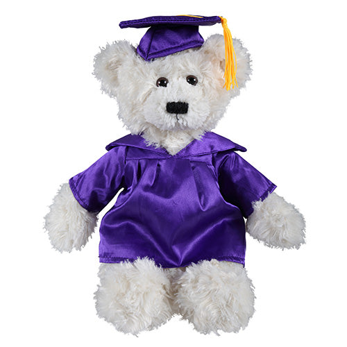 12" Graduation Cream Brandon Bear Plush Stuffed Animal Toys with Cap and Personalized Gown