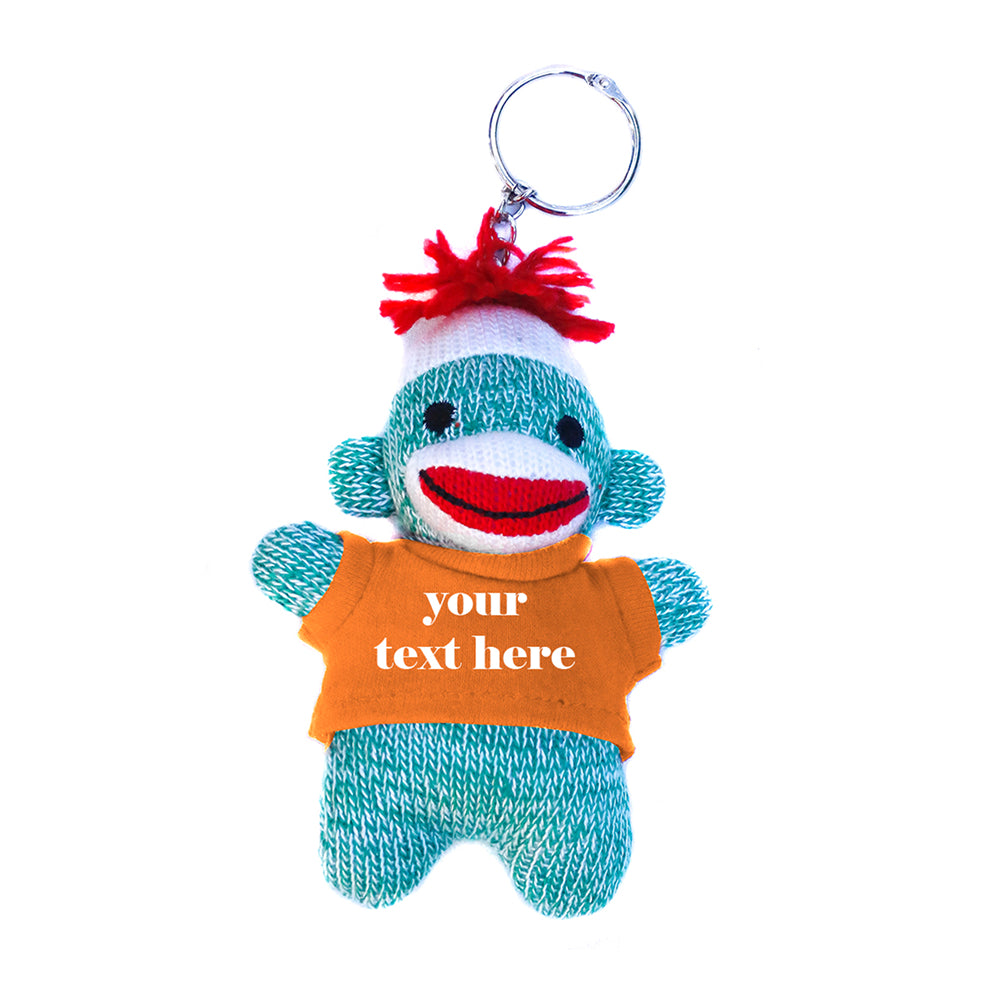 Blue Sock Monkey Keychain with Tee 4"