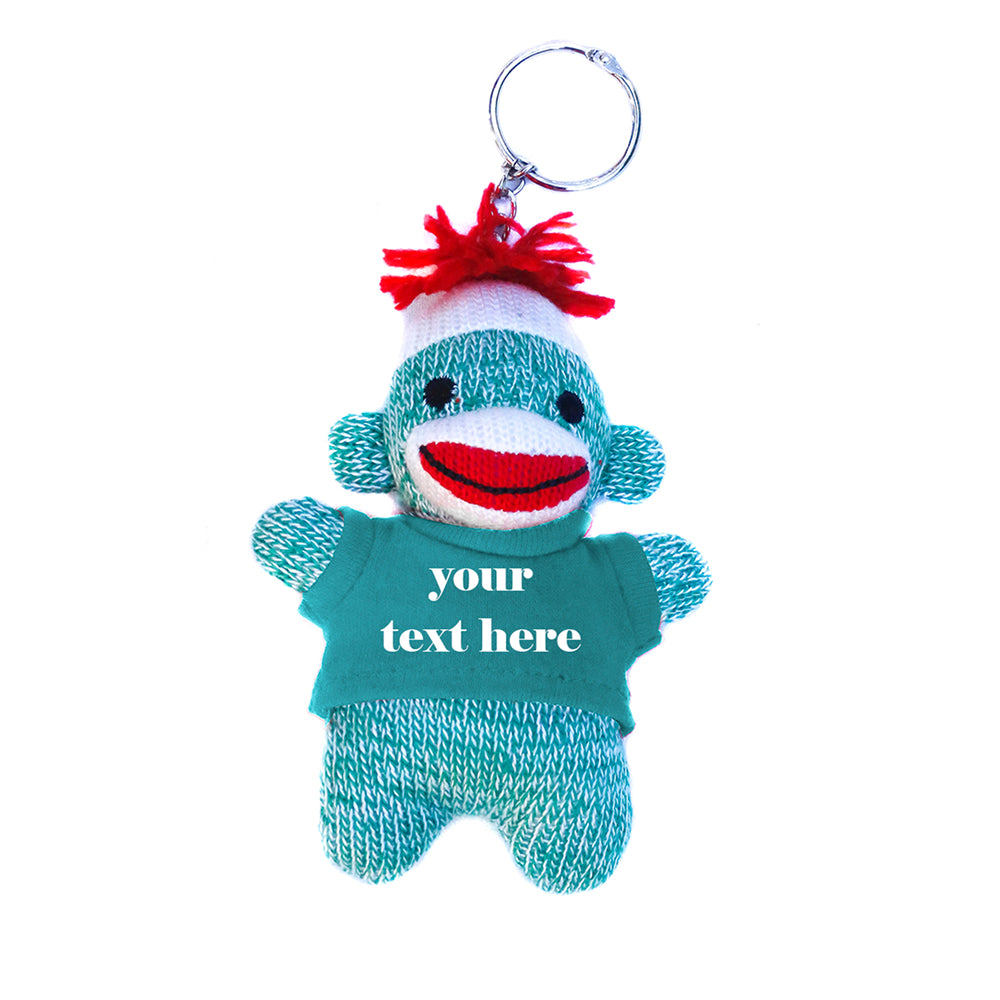 Blue Sock Monkey Keychain with Tee 4"