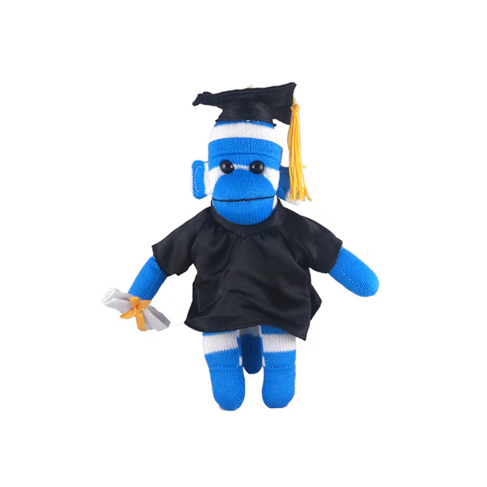 Graduation Sock Monkey Blue