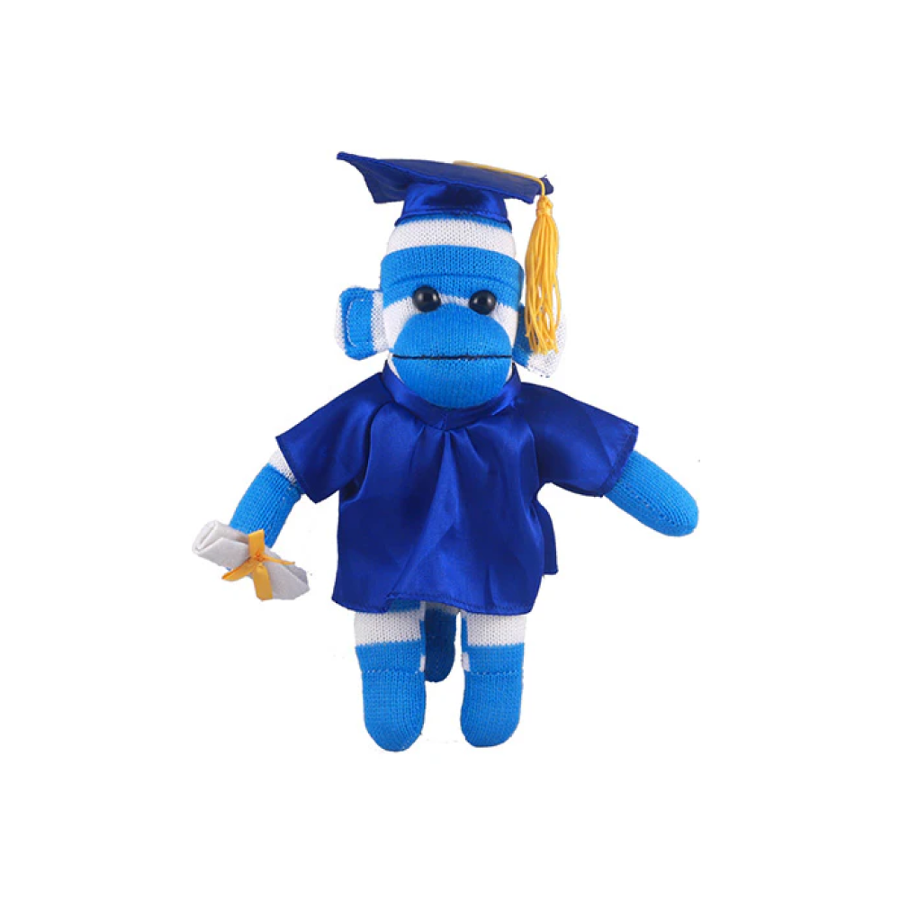 Graduation Sock Monkey Blue