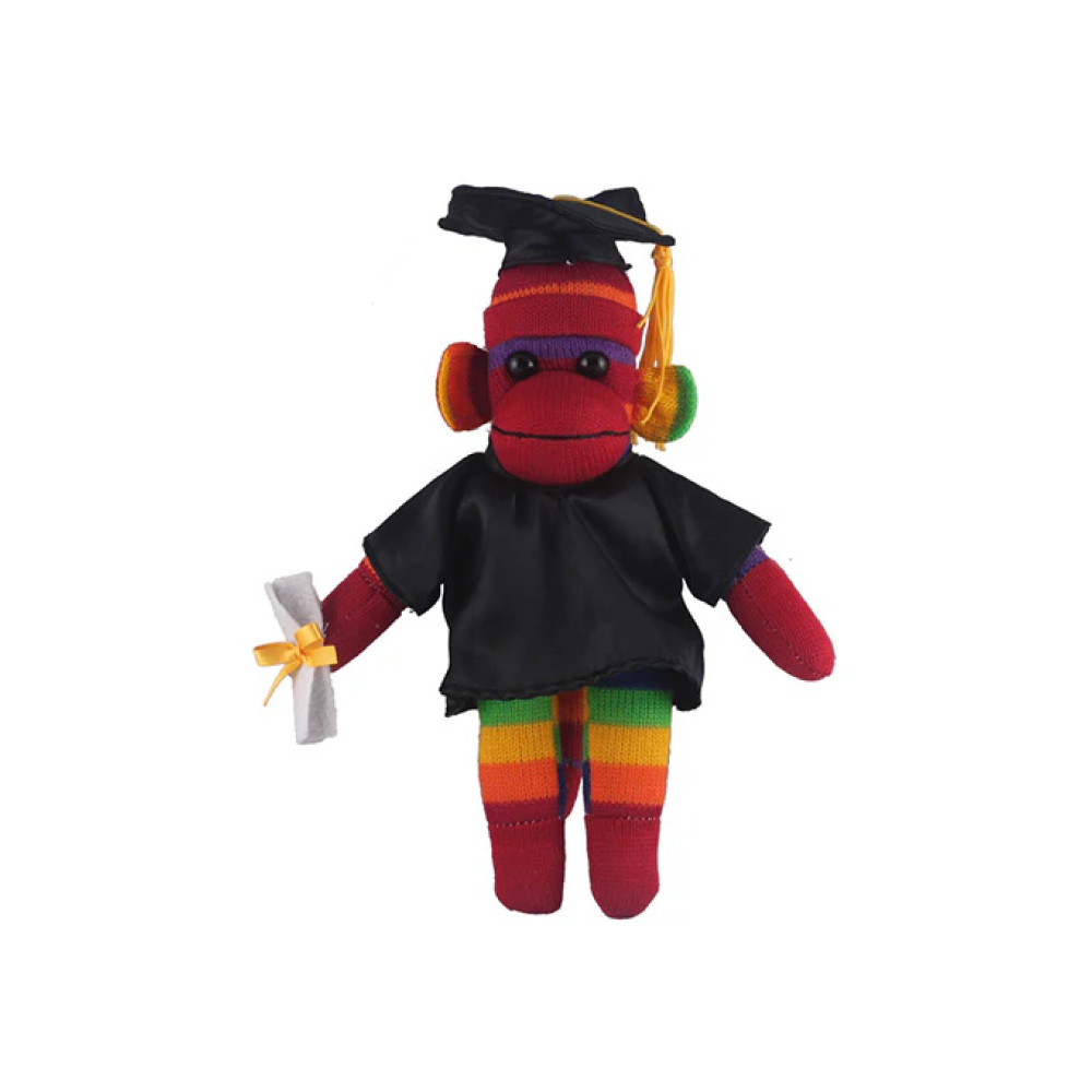 Graduation Sock Monkey Rainbow