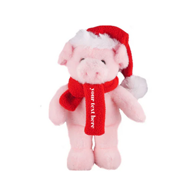 Christmas Pig in Custom Scarf 12"