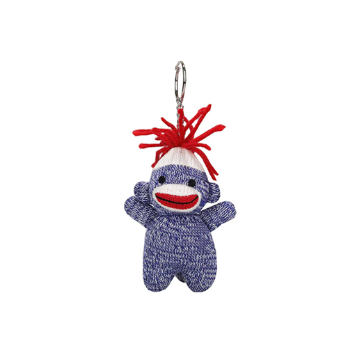 Sock Monkey Keychain blue 4"