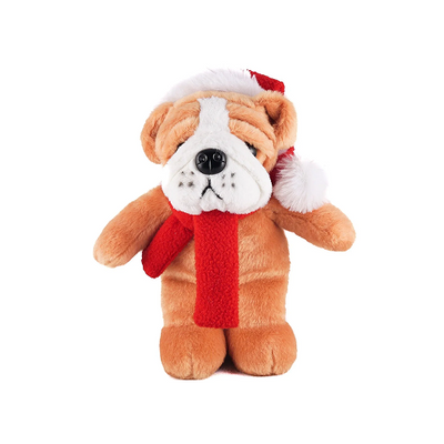 Christmas Bulldog in Custom Scarf 12"