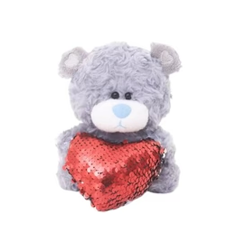 Gray Bears with Sequin Heart  6"