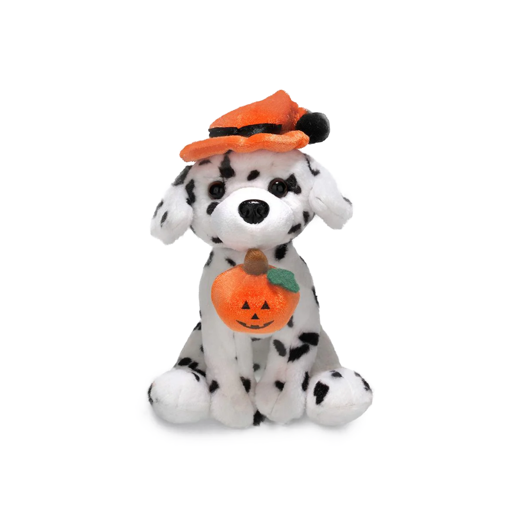 8" Sitting Halloween Dalmation Pawpal Plush Toy Wearing a Festive Halloween-themed outfit by Plushland