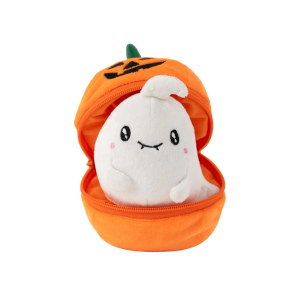 Pumpkin Zip Up Ghost Plush Toy Featuring a Bat That Zips up into a Soft by Plushland