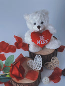 Valentine Cream Love Bear Holding a Heart 6"-2
