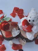 Valentine Cream Love Bear Holding a Heart 6"-5