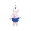 4" Bunny Keychain with Royal Blue,  Featuring Soft Fur and a Cute T-Shirt by Plushland.