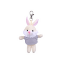 4" Bunny Keychain with Tee Gray,  Featuring Soft Fur and a Cute T-Shirt by Plushland.