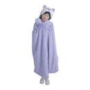 Person wearing weighted panda hooded blanket with bear ears on a white background