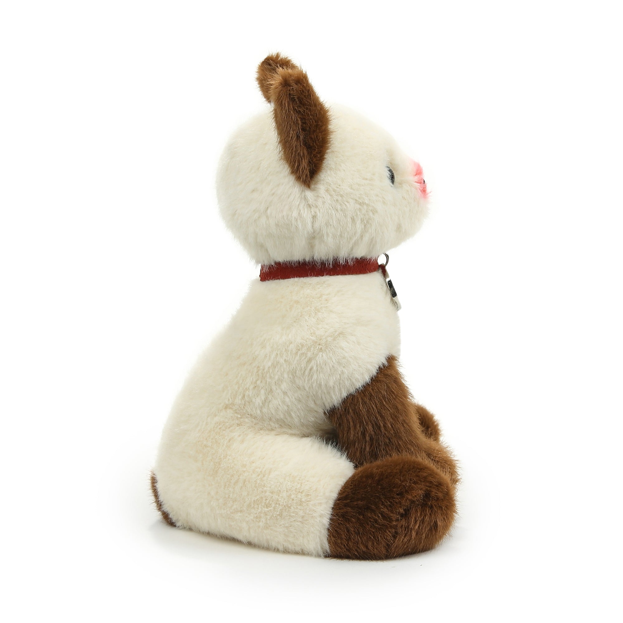 8" Sitting Right Side Mochi the Siamese Kitty with Collar, Featuring Soft Fur and an Elegant Design by Plushland.