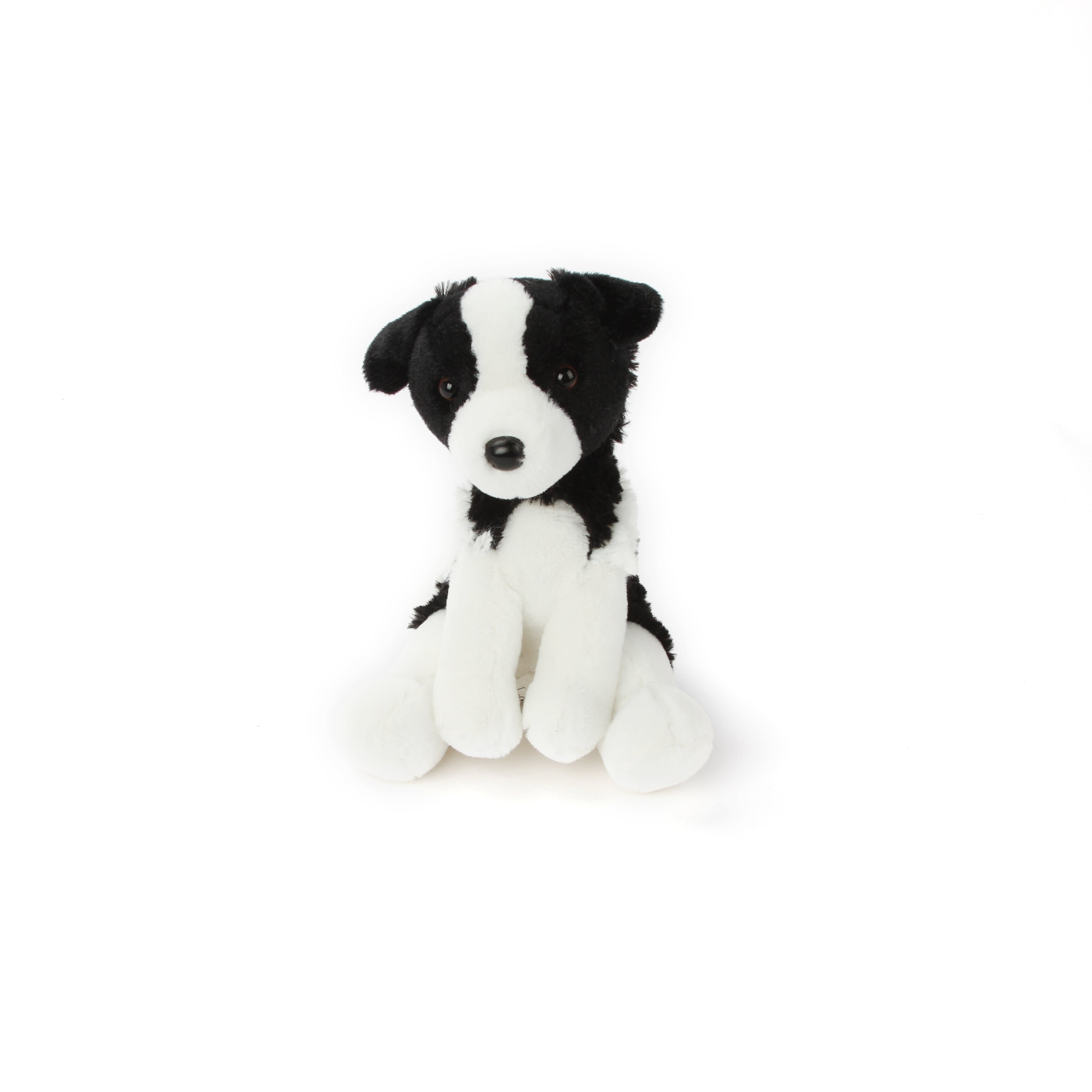 8" Sitting Oreo the Border Collie with Collar, Adorable Design, and Paws Slightly Raised by Plushland.