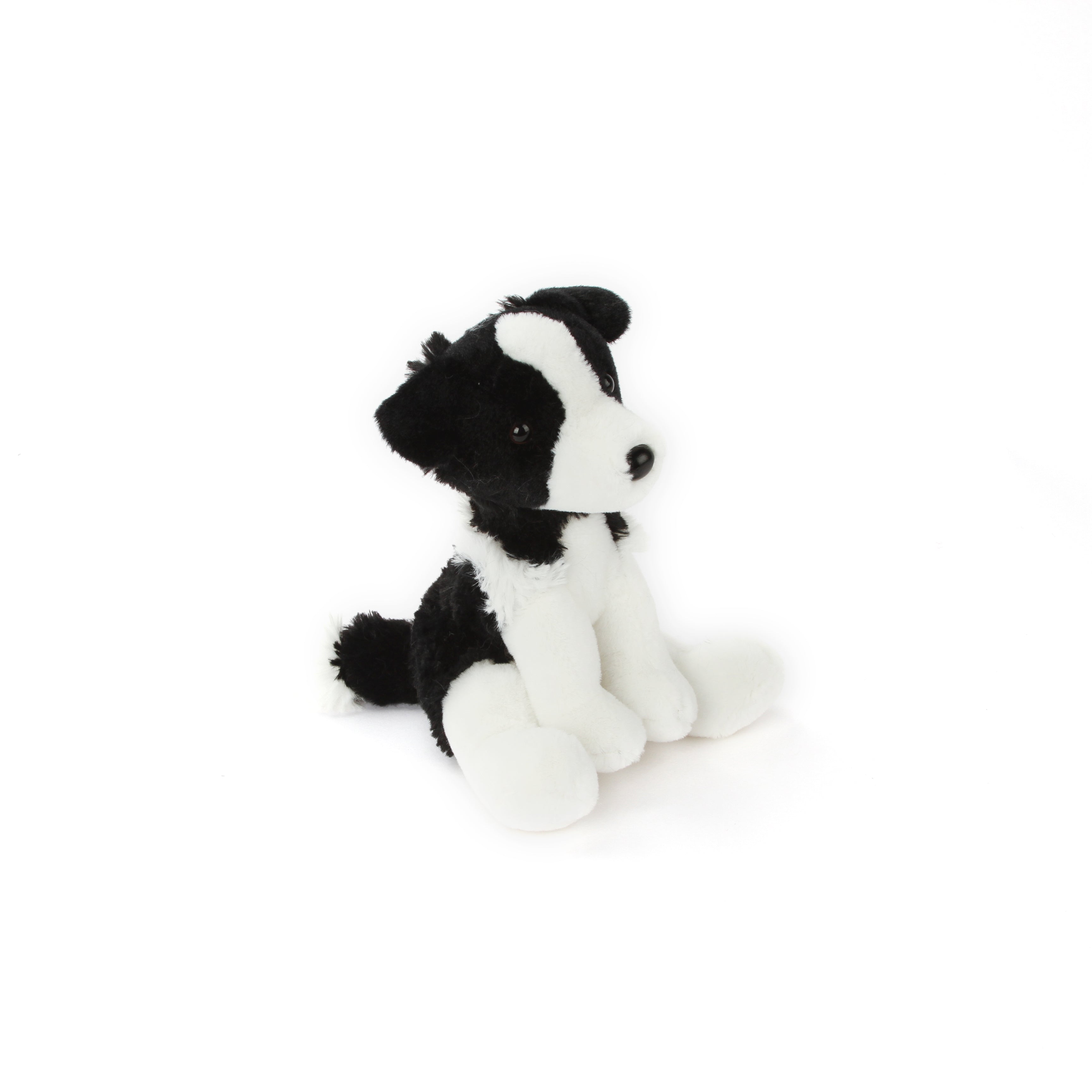 8" Sitting Right Side Oreo the Border Collie with Collar, and and Paws Slightly Raised by Plushland.