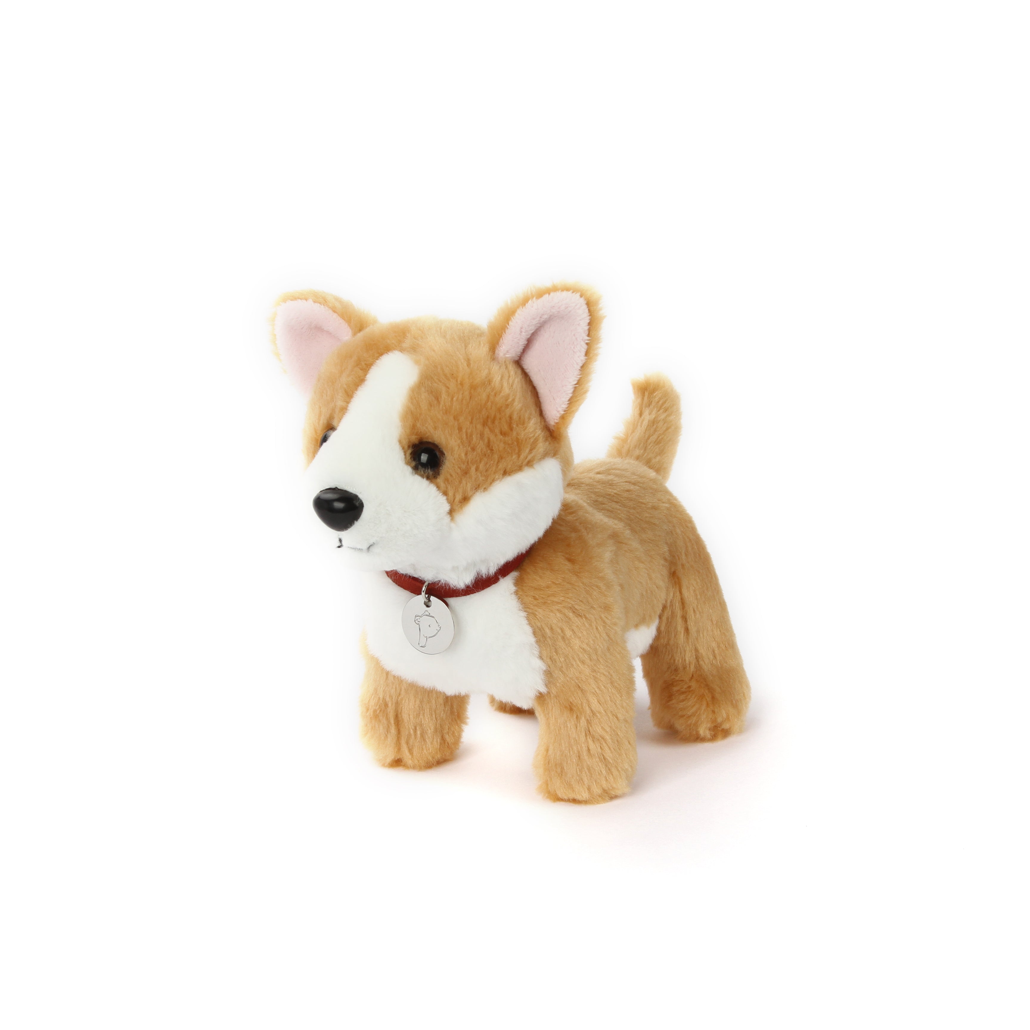 8" Standing Left Side Butterscotch the Corgi with Collar, Featuring Soft  and a Cute Design by Plushland.