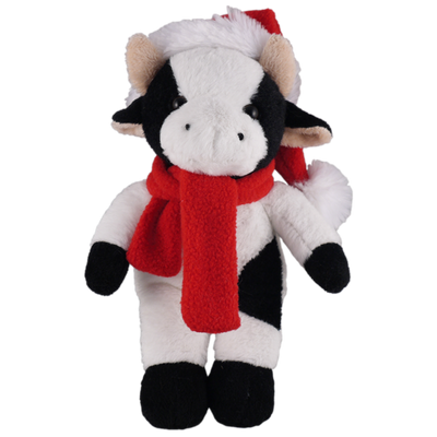 Christmas Cow in Custom Scarf 8" - Christmas plush from Plushland