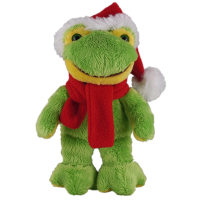 Christmas Frog in Custom Scarf 8" - Christmas plush from Plushland