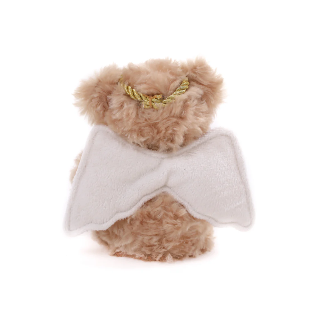 6" Star Angel Bears Beige Plush Toy Sitting Back Side, Angel Wings And A Star by Plushland.