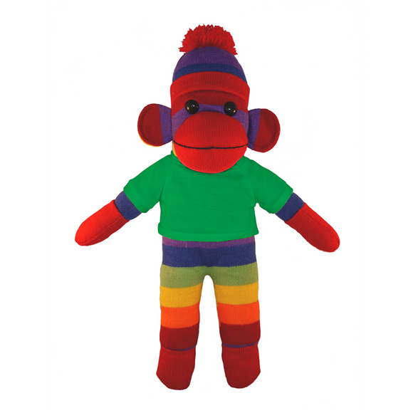 Soft Plush Rainbow Sock Monkey with Tee