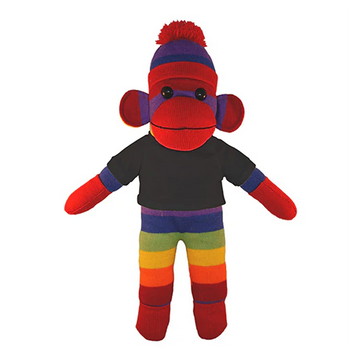 Soft Plush Rainbow Sock Monkey with Tee