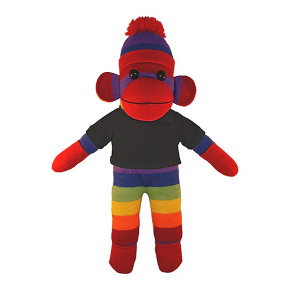 Soft Plush Rainbow Sock Monkey with Tee