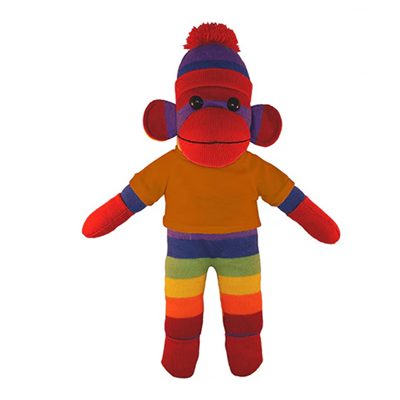 Soft Plush Rainbow Sock Monkey with Tee